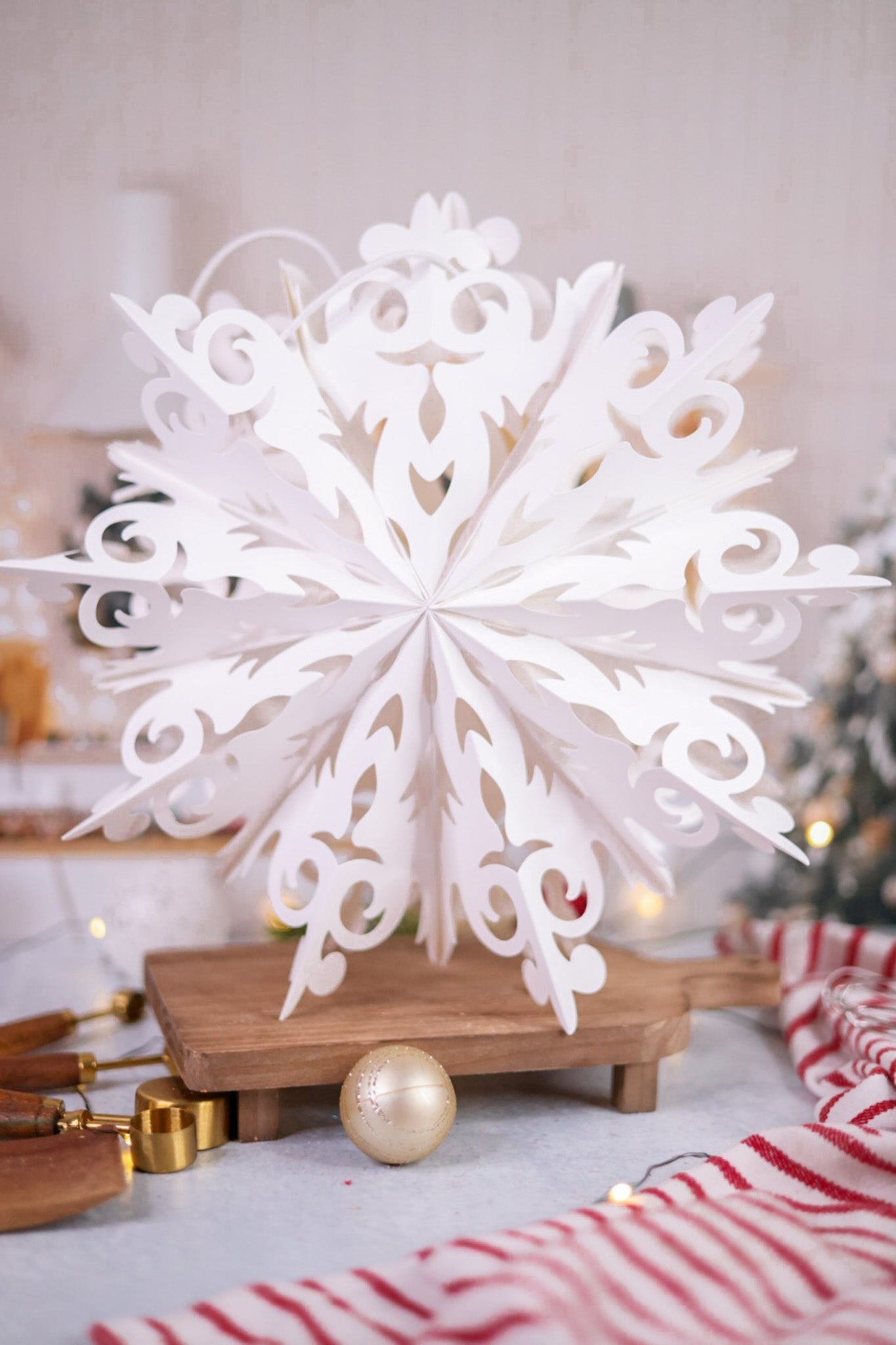 Paper Cutout Snowflake Ornament - Whiskey Skies