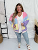 Pastel Striped Relaxed Fit Open Sweater Cardigan - Whiskey Skies