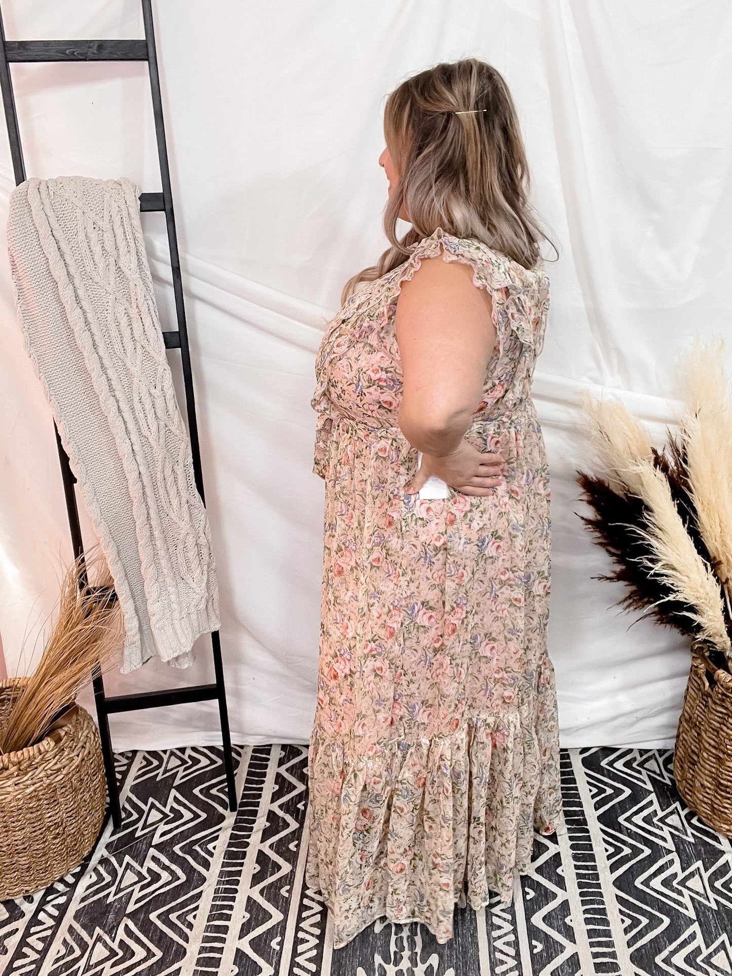 Pink And Pastel Floral Maxi Dress - Whiskey Skies Pink And Pastel Floral Maxi Dress - Whiskey Skies