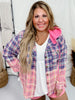 Pink & Denim Long Sleeve Plaid Button Front Top - Whiskey Skies
