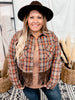 Plaid Cropped Shirt Jacket - Whiskey Skies - KORI AMERICA