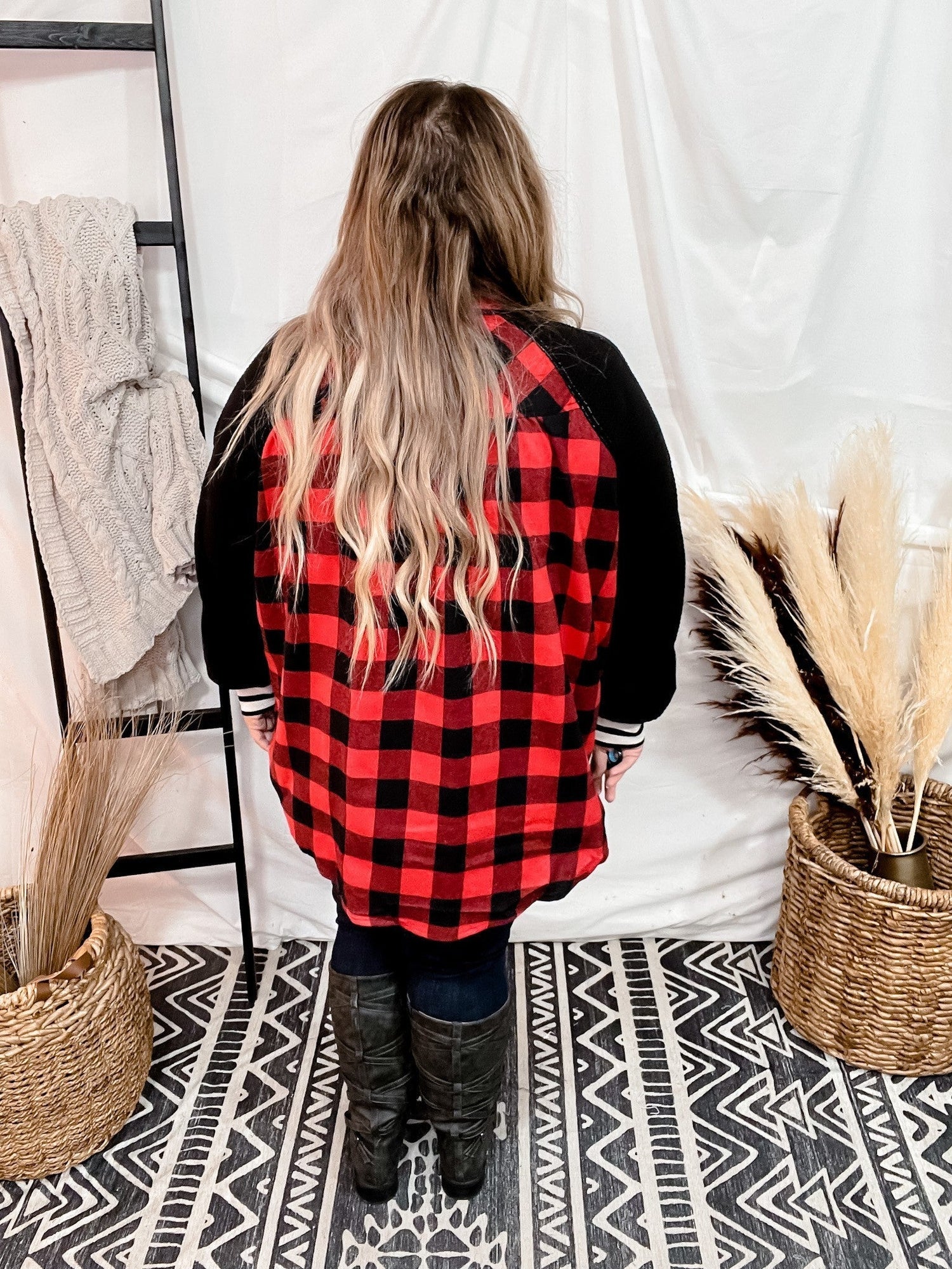 Plaid Long Sleeve Button Down Jacket - Whiskey Skies