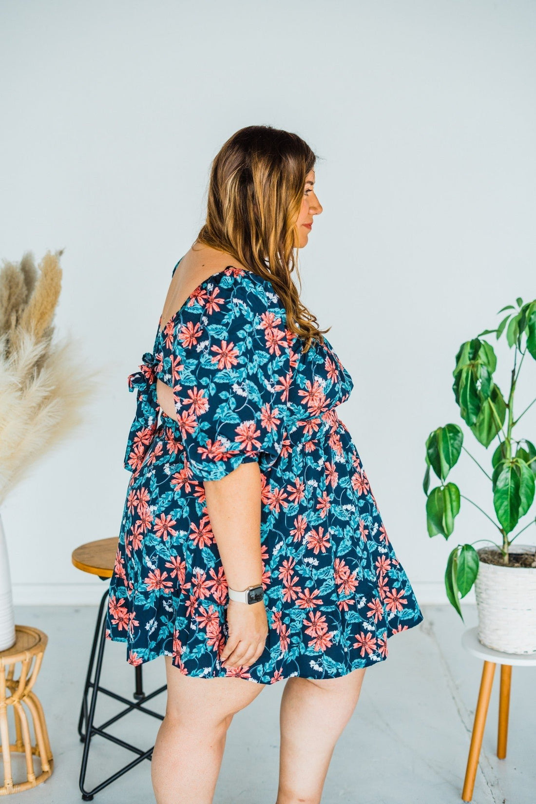 Puff Sleeve Floral Dress - Whiskey Skies - UMGEE