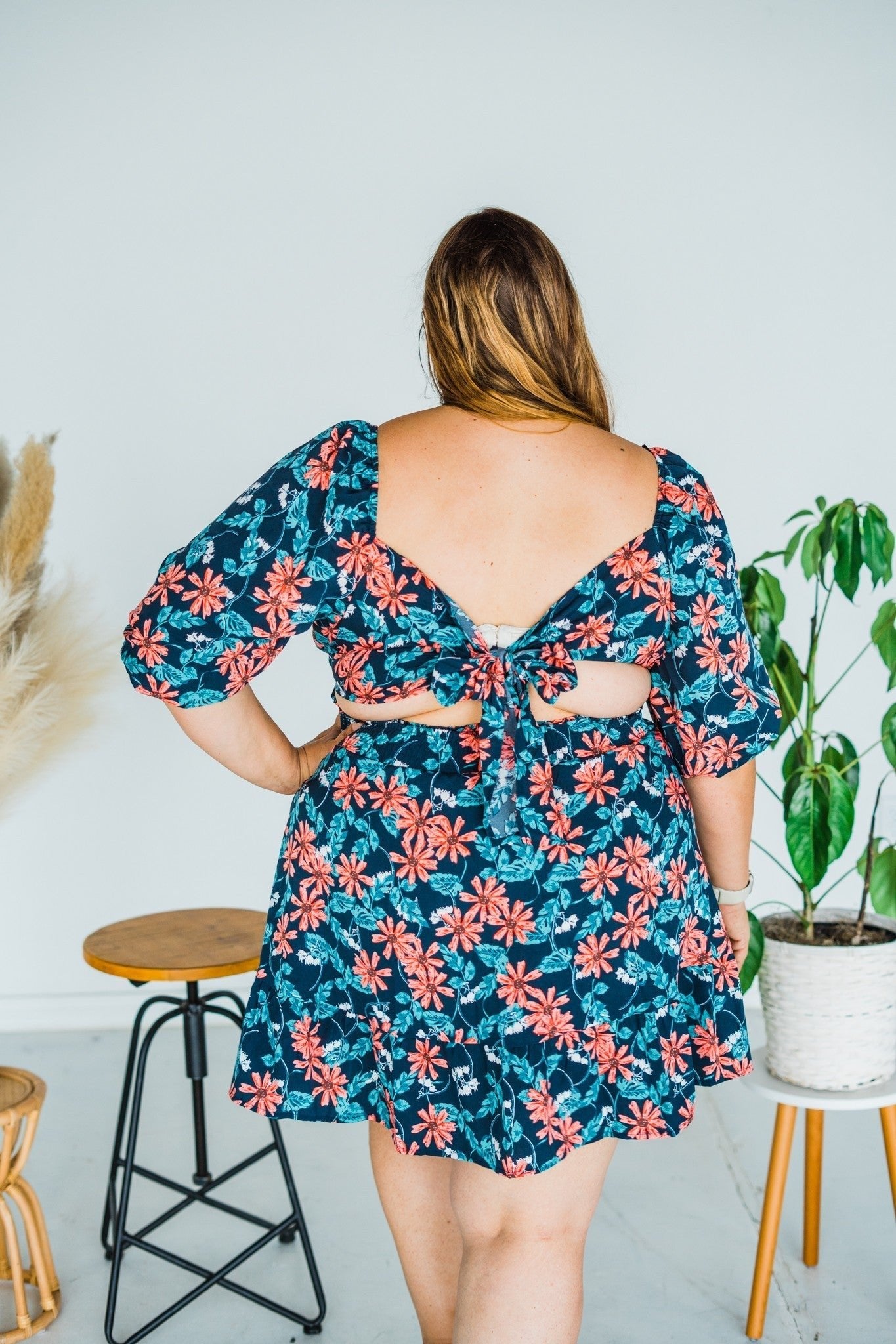 Puff Sleeve Floral Dress - Whiskey Skies - UMGEE