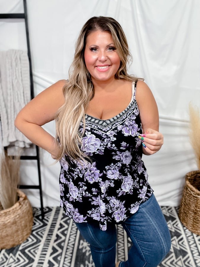 Purple Floral Tank - Whiskey Skies