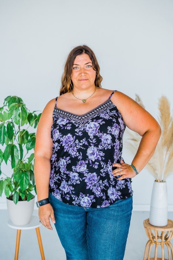 Purple Floral Tank - Whiskey Skies