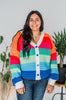 Rainbow Knit Button Front Cardigan - Whiskey Skies