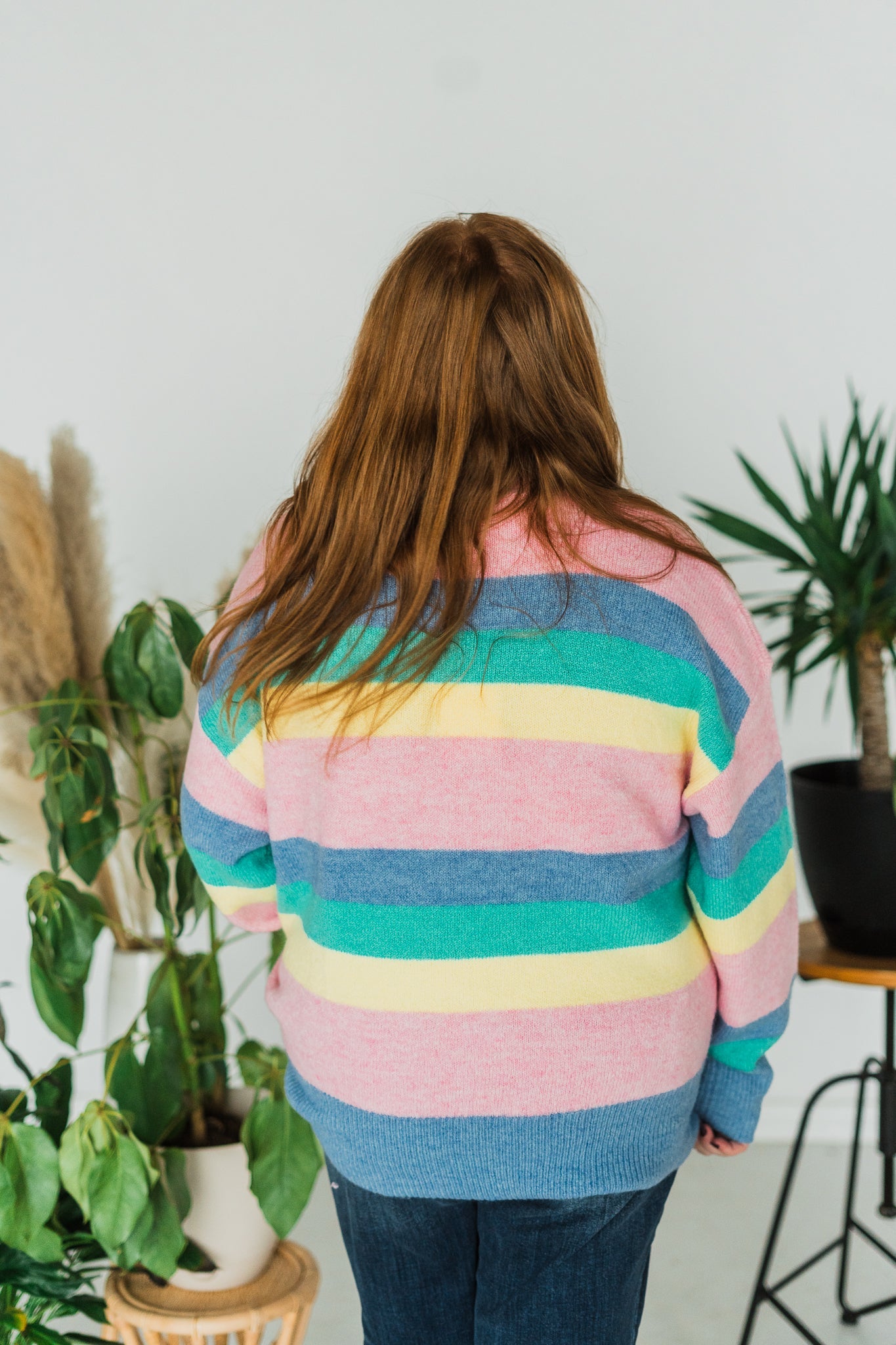 Rainbow Striped Knit Sweater - Whiskey Skies