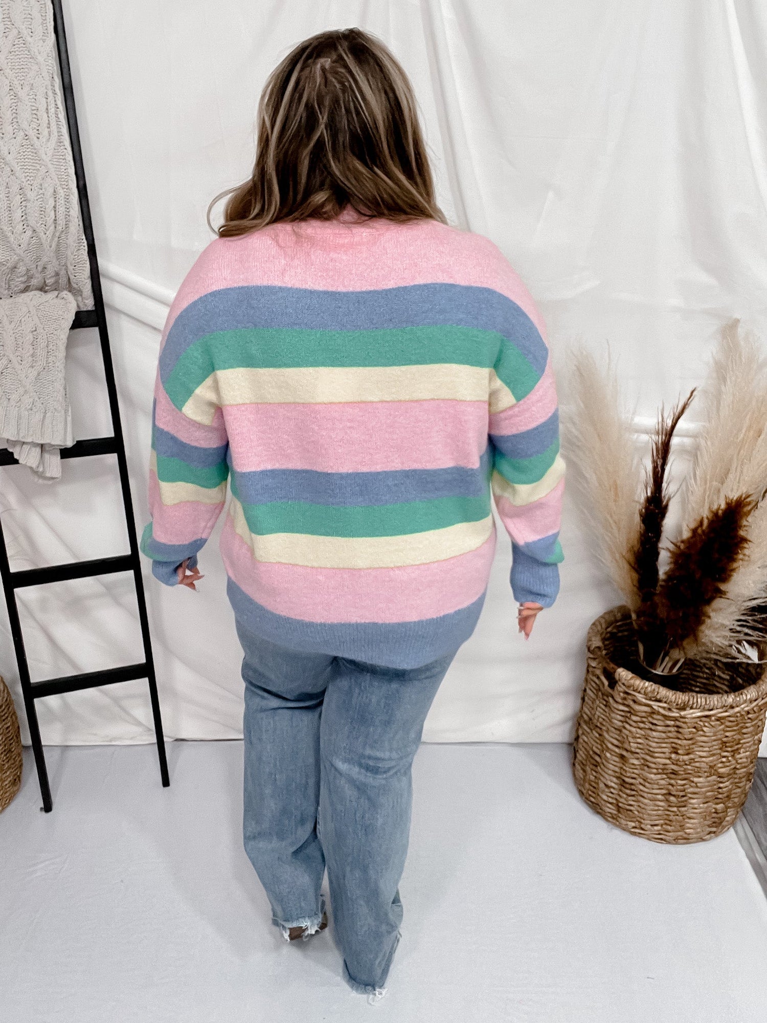 Rainbow Striped Knit Sweater - Whiskey Skies