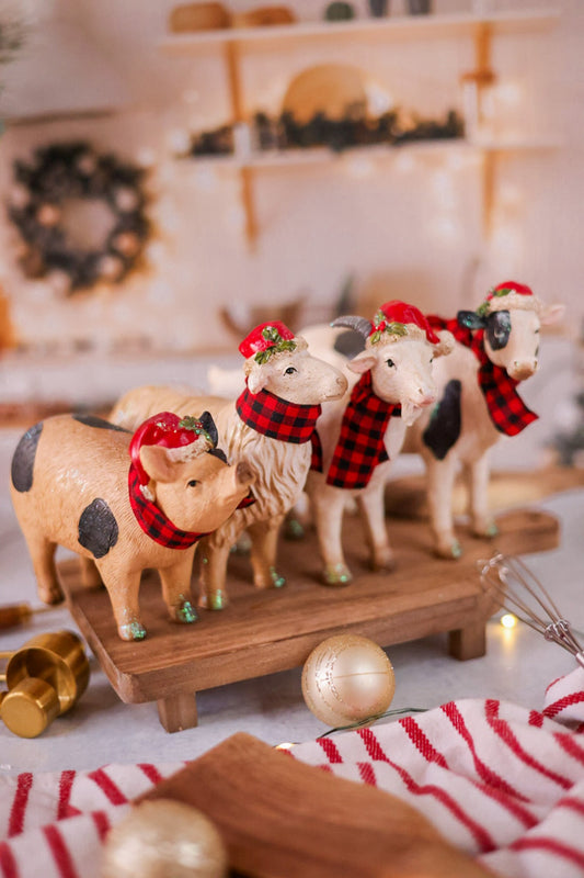 Resin Christmas Farm Animal Figures (4 Styles) - Whiskey Skies
