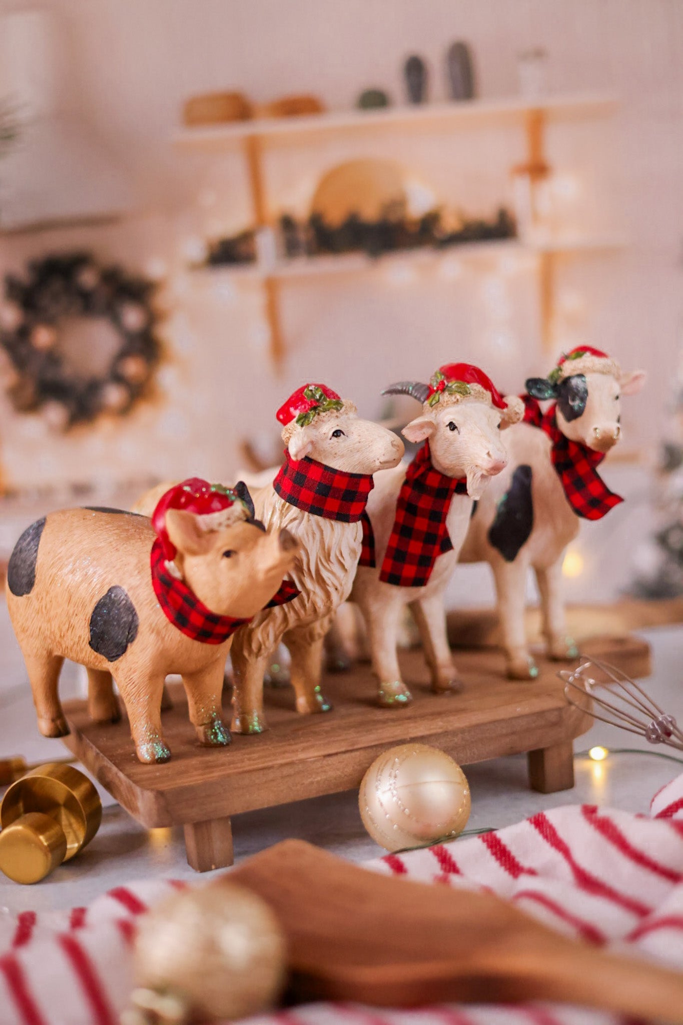Resin Christmas Farm Animal Figures (4 Styles) - Whiskey Skies