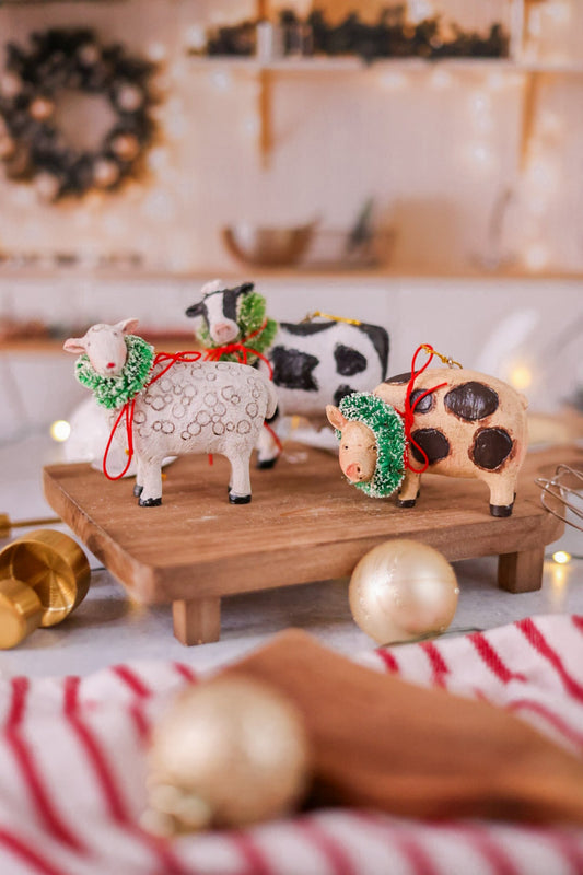 Resin Farm Animal Wreath Ornaments (3 Styles) - Whiskey Skies