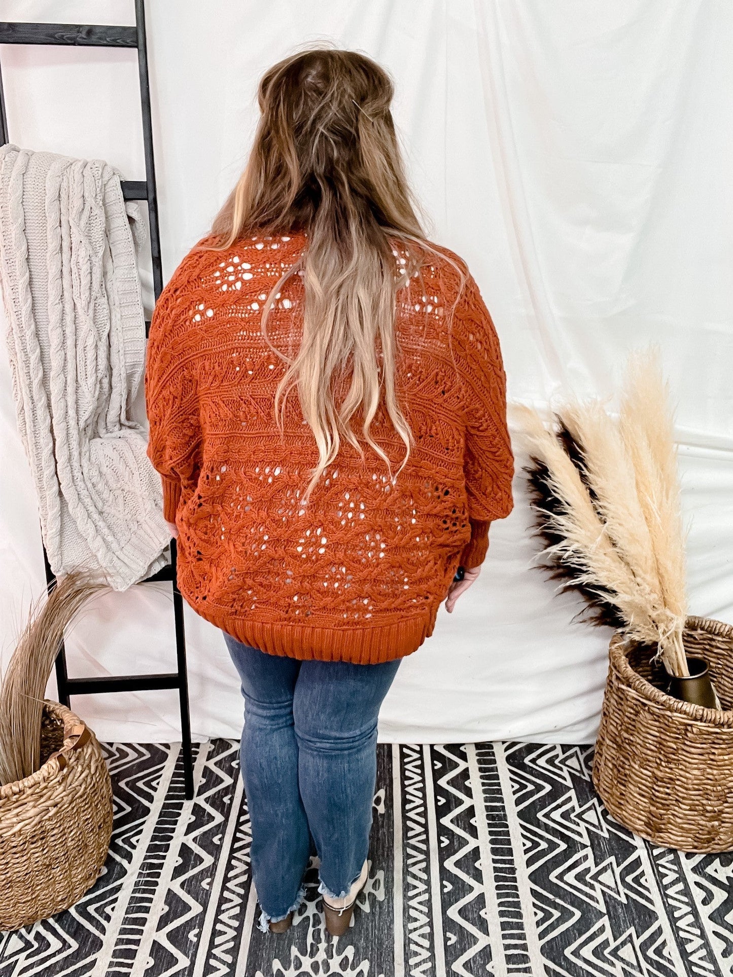 Rust Dolman Open Sweater Cardigan - Whiskey Skies - HAPTICS