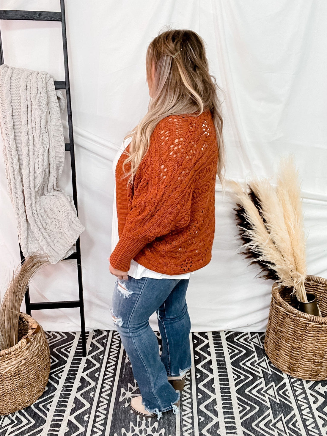 Rust Dolman Open Sweater Cardigan - Whiskey Skies - HAPTICS