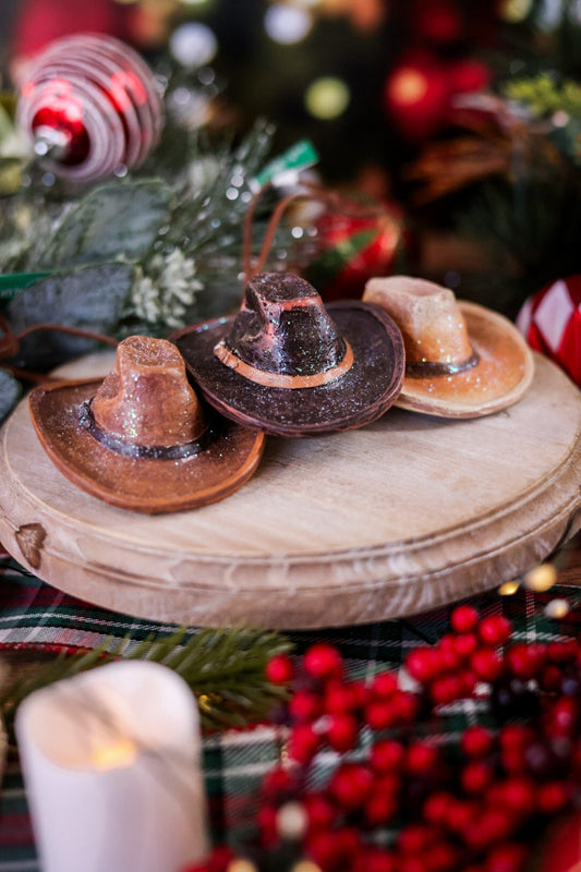 Rustic Cowboy Hat Ornaments (Three Colors) - Whiskey Skies