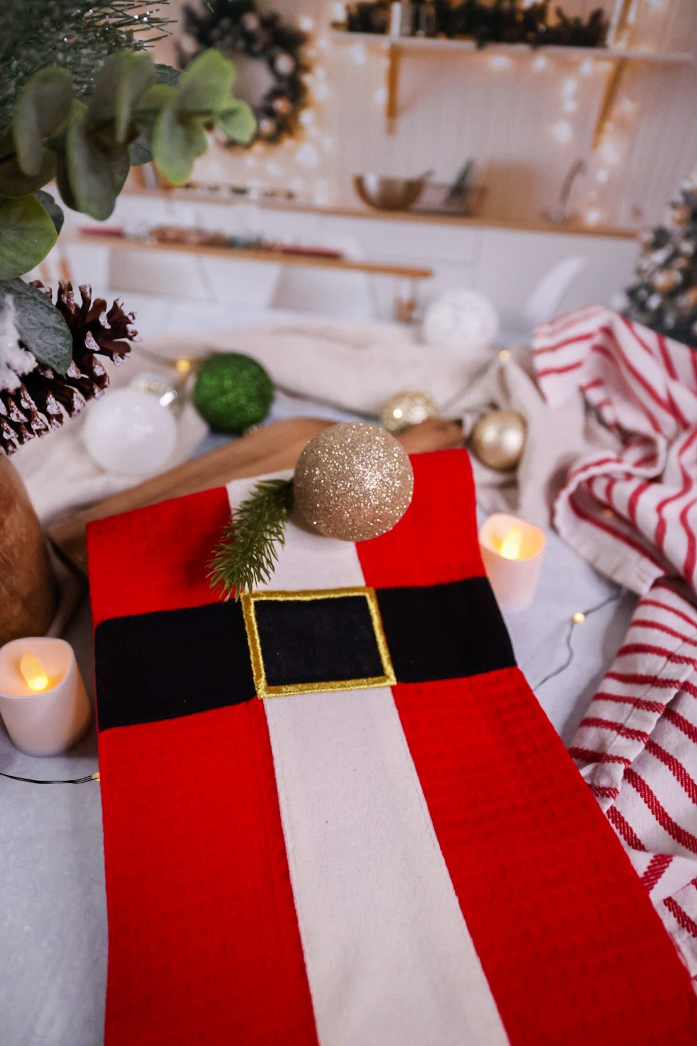 Santa's Coat Waffle Weave Kitchen Towel - Whiskey Skies