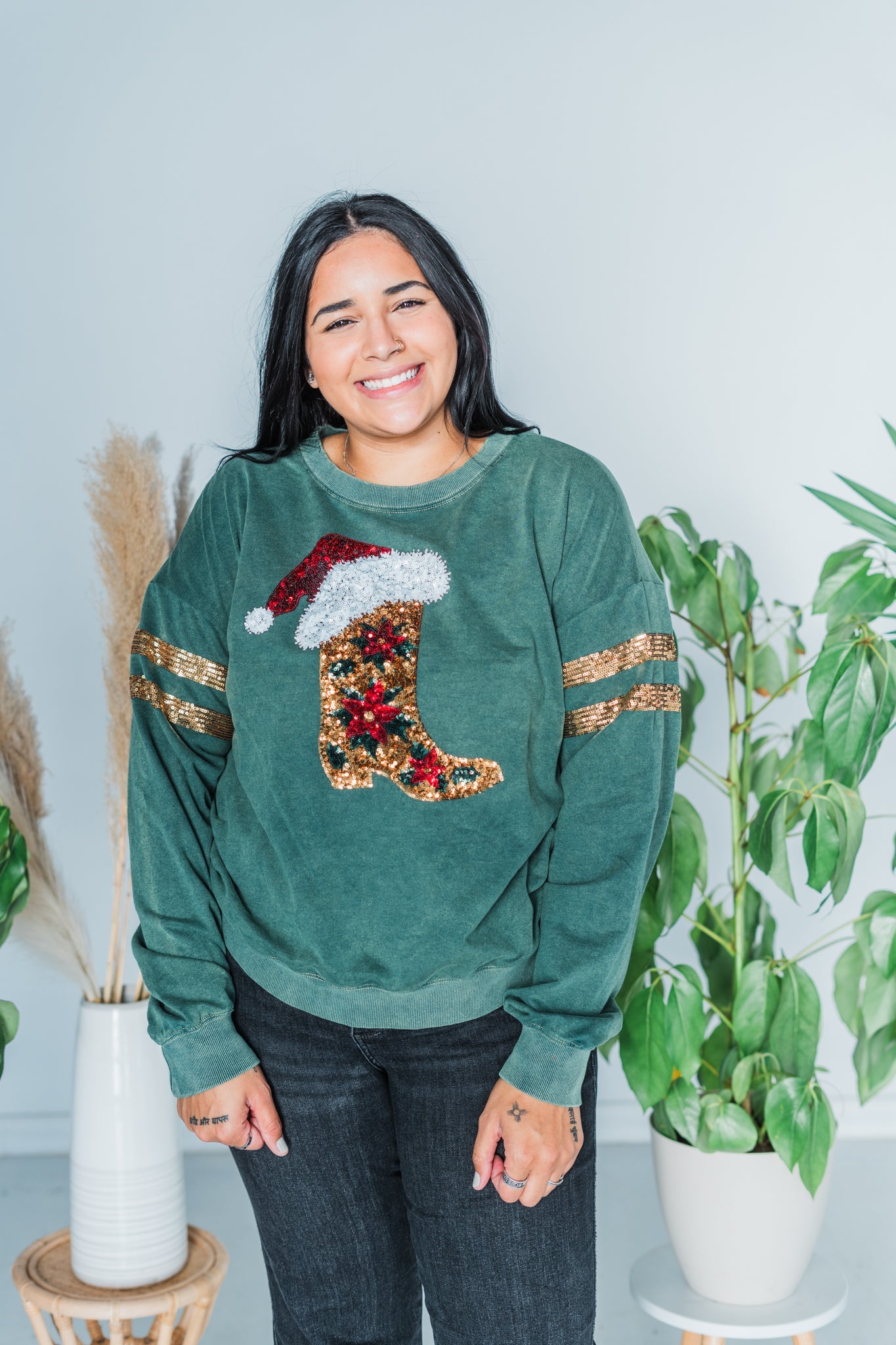 Sequin Embellished Christmas Sweater - Whiskey Skies