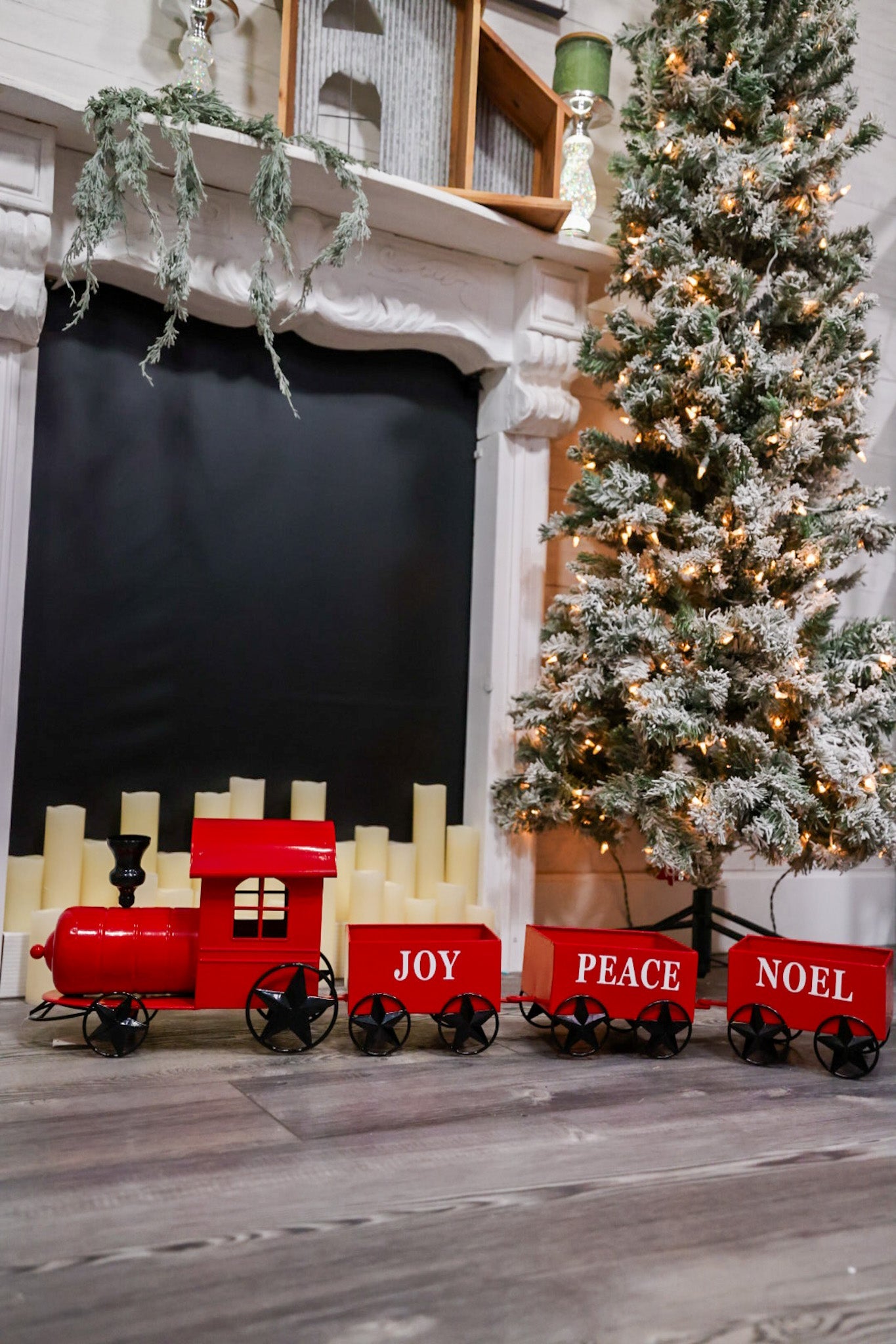 Set Of Four Red Metal Christmas Train Display - Whiskey Skies