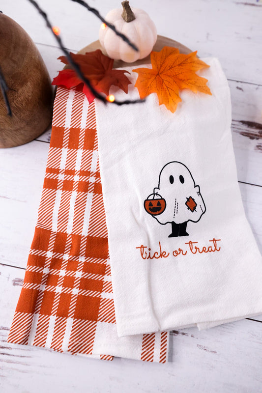Set Of Two Halloween & Fall Kitchen Towels - Whiskey Skies