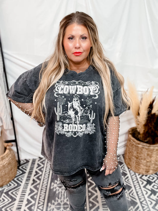 Short Sleeve Cowboy Graphic Tee - Whiskey Skies