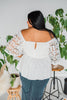 Short Sleeve Off White Top W/ Lace Sleeves - Whiskey Skies