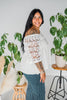 Short Sleeve Off White Top W/ Lace Sleeves - Whiskey Skies