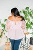 Short Sleeve Pink Top W/ Lace Sleeves