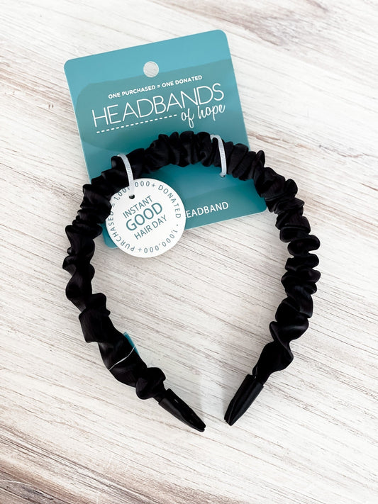 Silky Black Scrunch Headband - Whiskey Skies