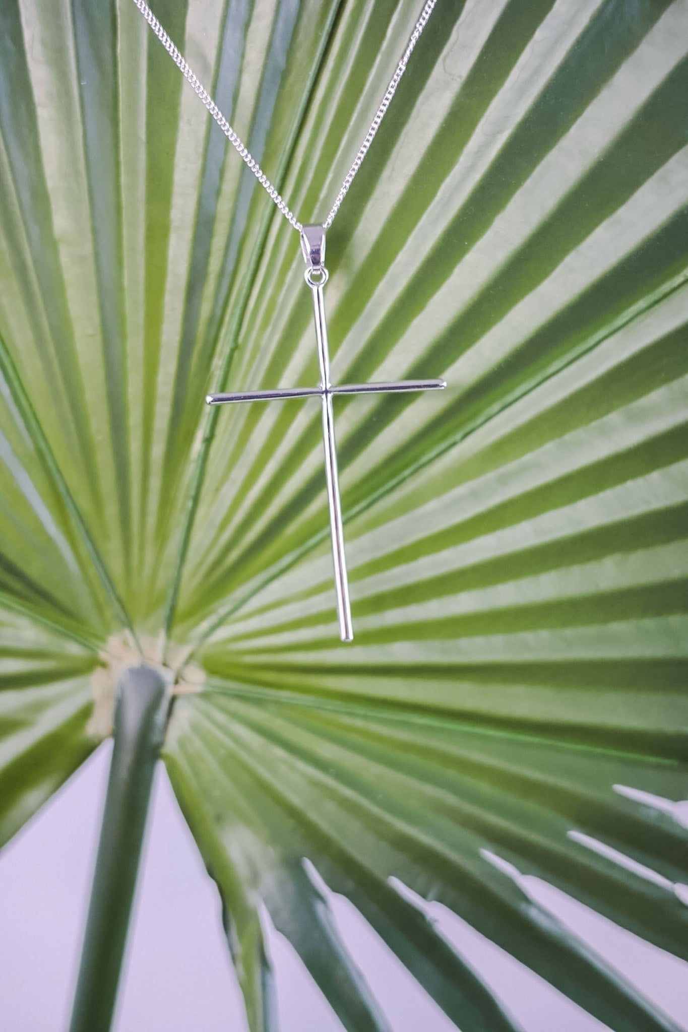 Silver Long Cross Neckless - Whiskey Skies - LESLIE CURTIS JEWLERY DESIGNS