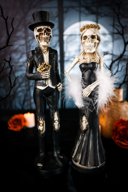 Skeleton Lady & Man Taper Candlestick Holders - Whiskey Skies