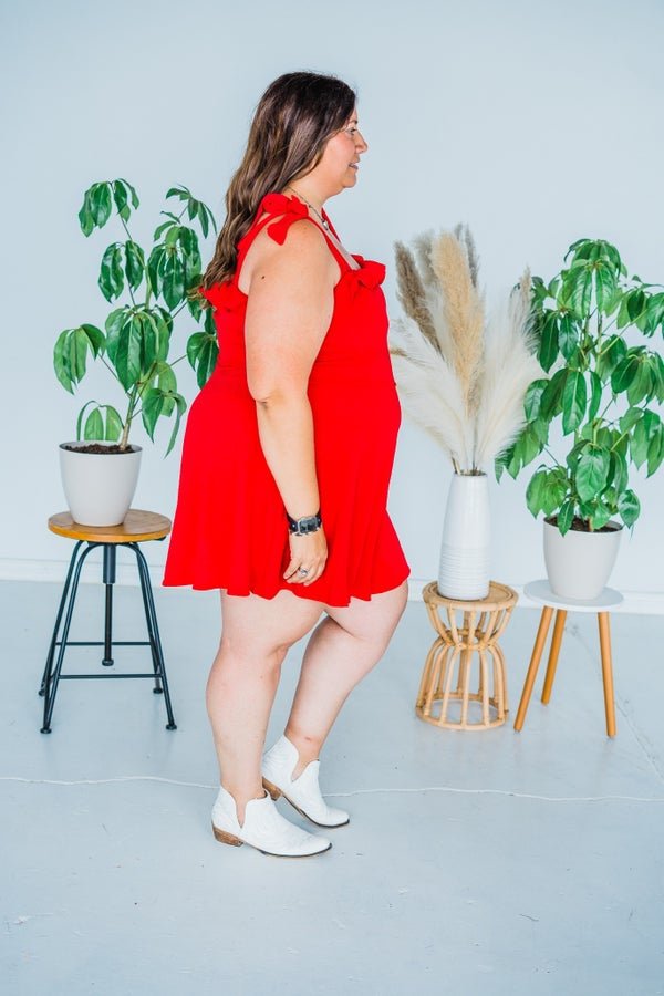 Sleeveless Solid Red Dress - Whiskey Skies