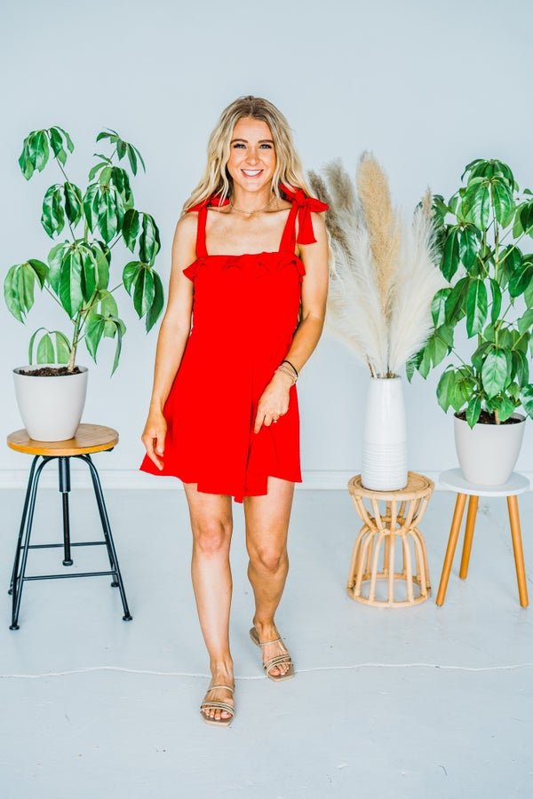 Sleeveless Solid Red Dress - Whiskey Skies