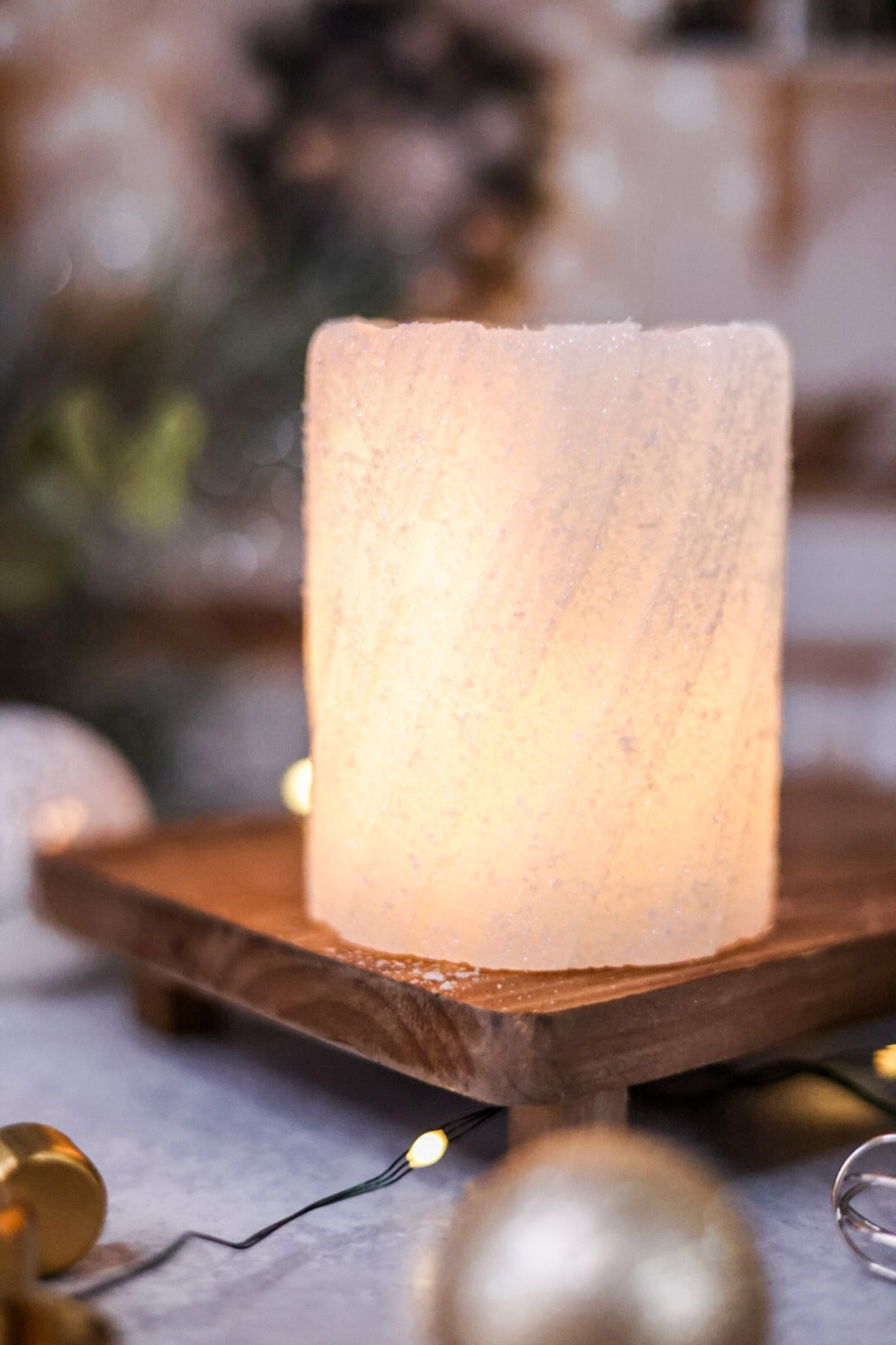 Small Twisted LED Pillar Candle - Whiskey Skies