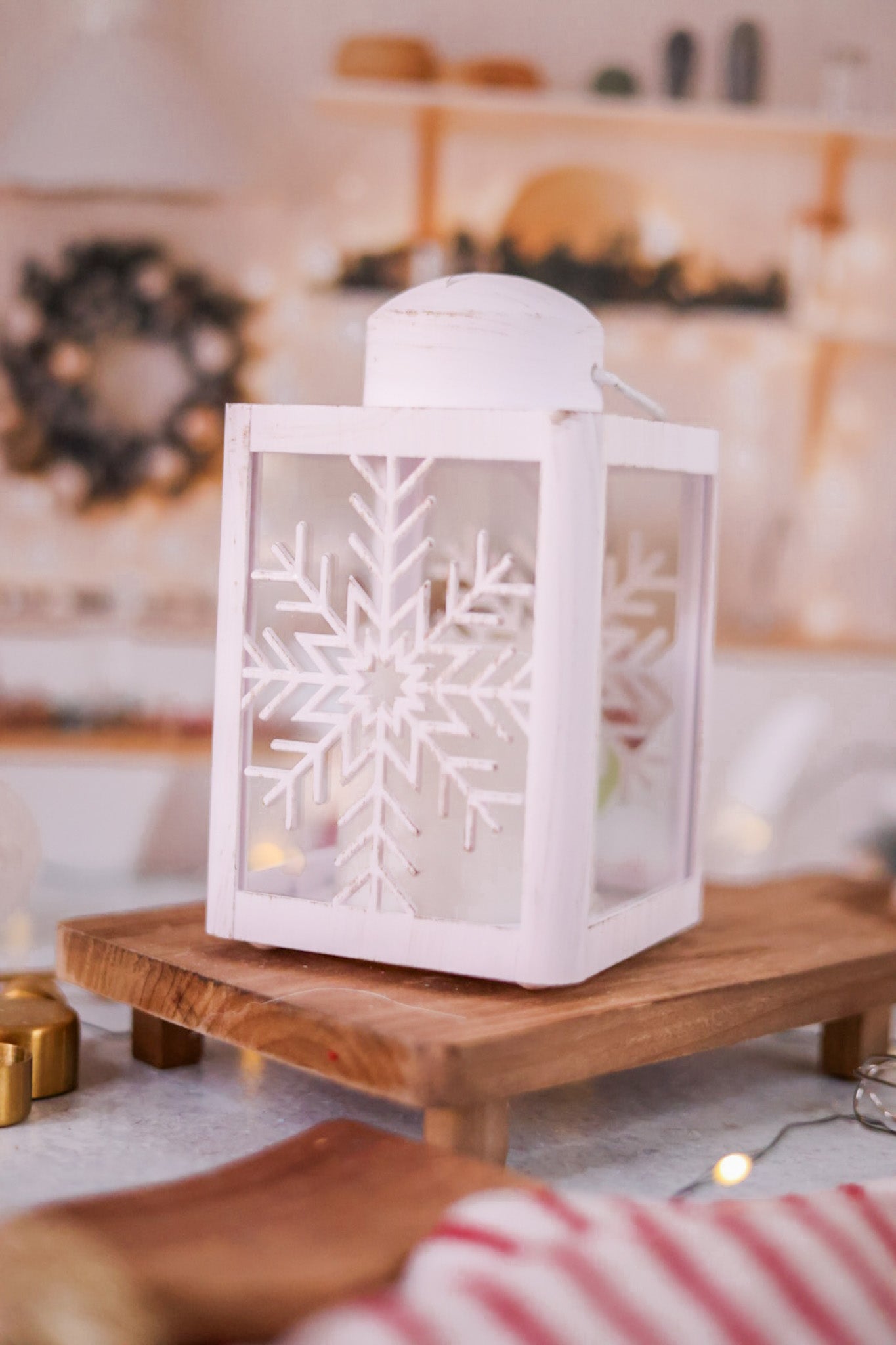 Snowflake Lantern w/ LED Candle - Whiskey Skies