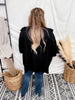 Solid Black Poncho Woven Top - Whiskey Skies