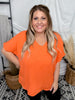 Solid Orange V-Neck Top - Whiskey Skies