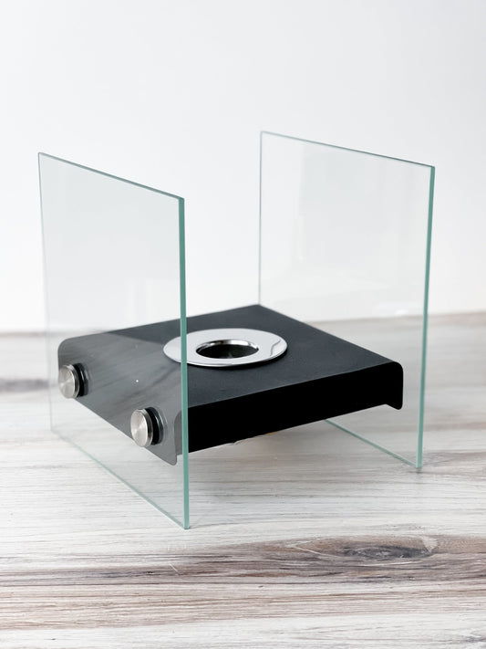 Square Glass Ethanol Table Fireplace - Whiskey Skies - DANYAB
