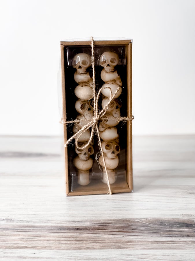 Stacked Skulls & Bones Tapered Candles - Whiskey Skies