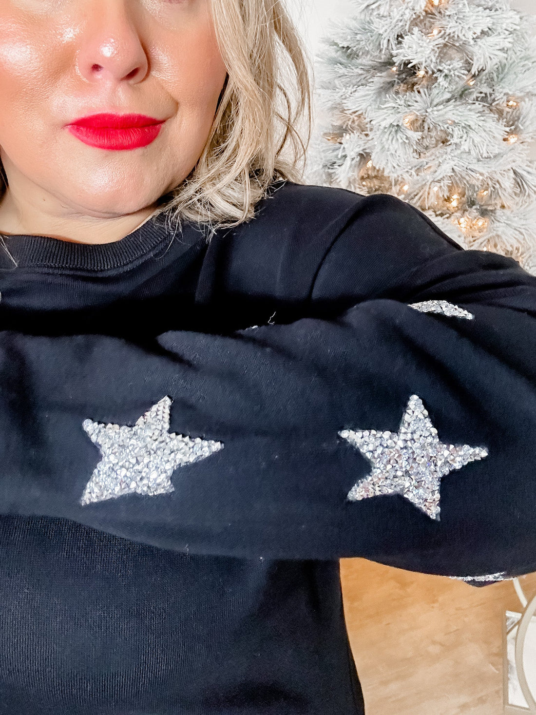 Star Patch Oversized Knit Pullover - Whiskey Skies
