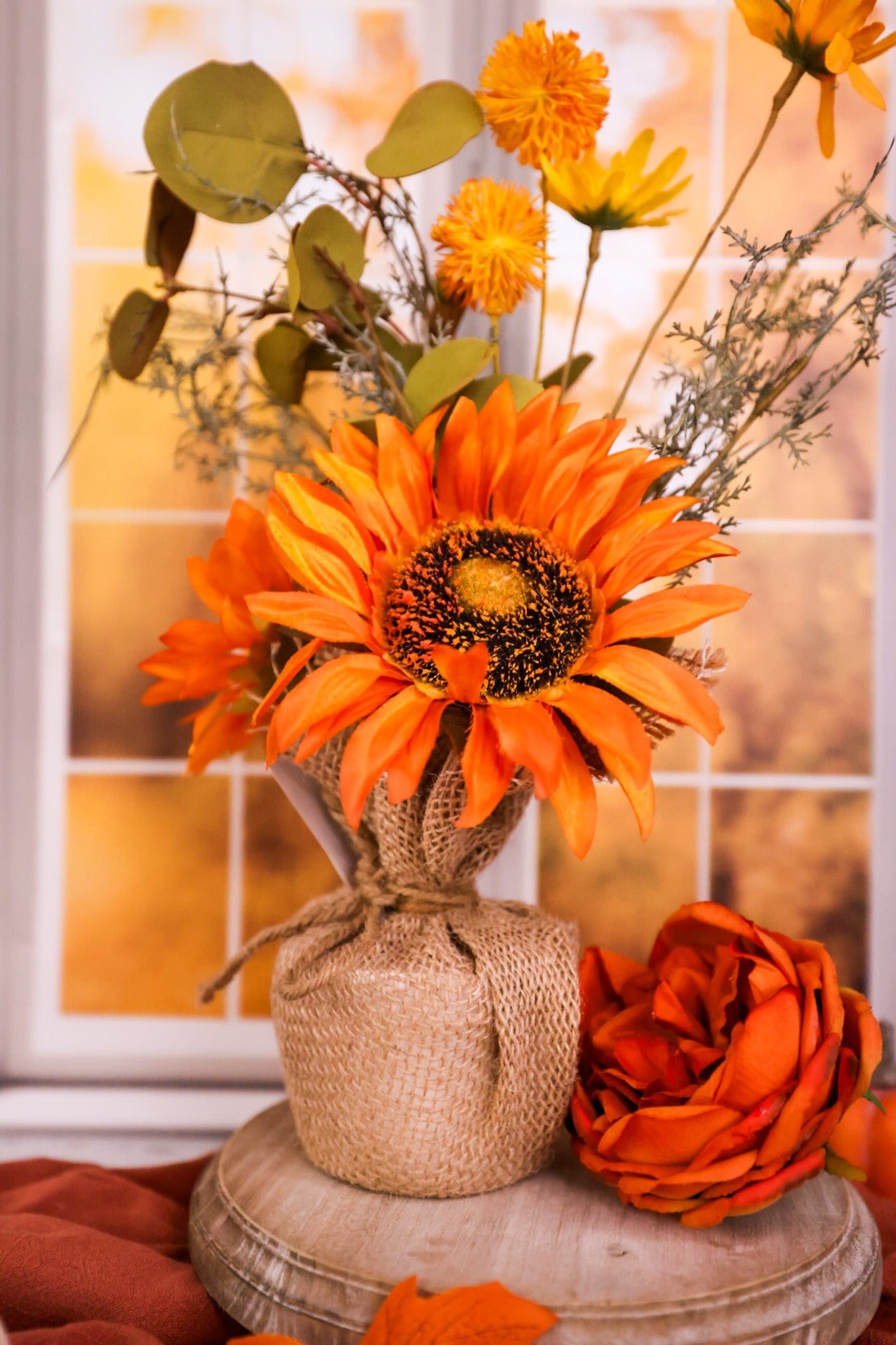 Sunflower burlap wrapped decor pots (Two Colors) - Whiskey Skies