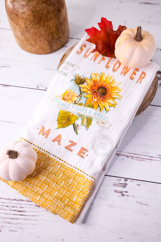Sunflower Maze Fall Decor Towel - Whiskey Skies