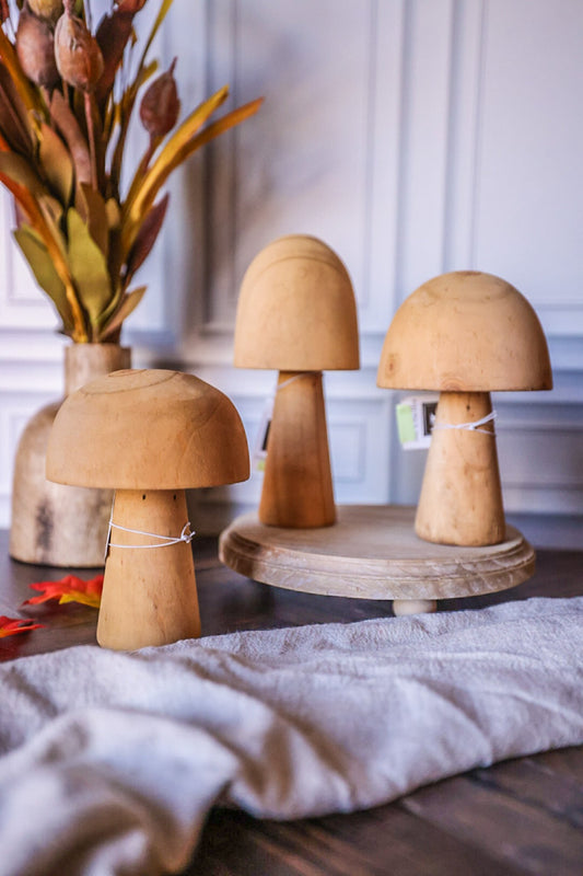 Tabletop Wooden Mushroom Decor (3 Styles) - Whiskey Skies
