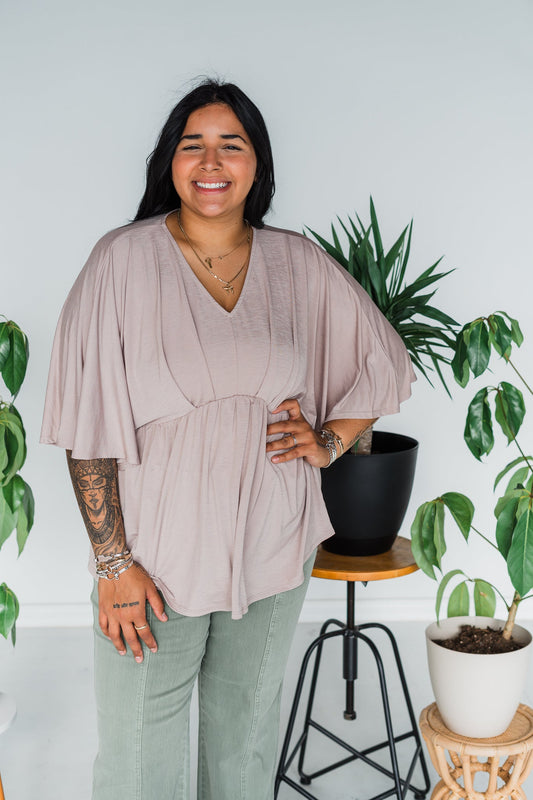 Taupe Dreamer Top - Whiskey Skies