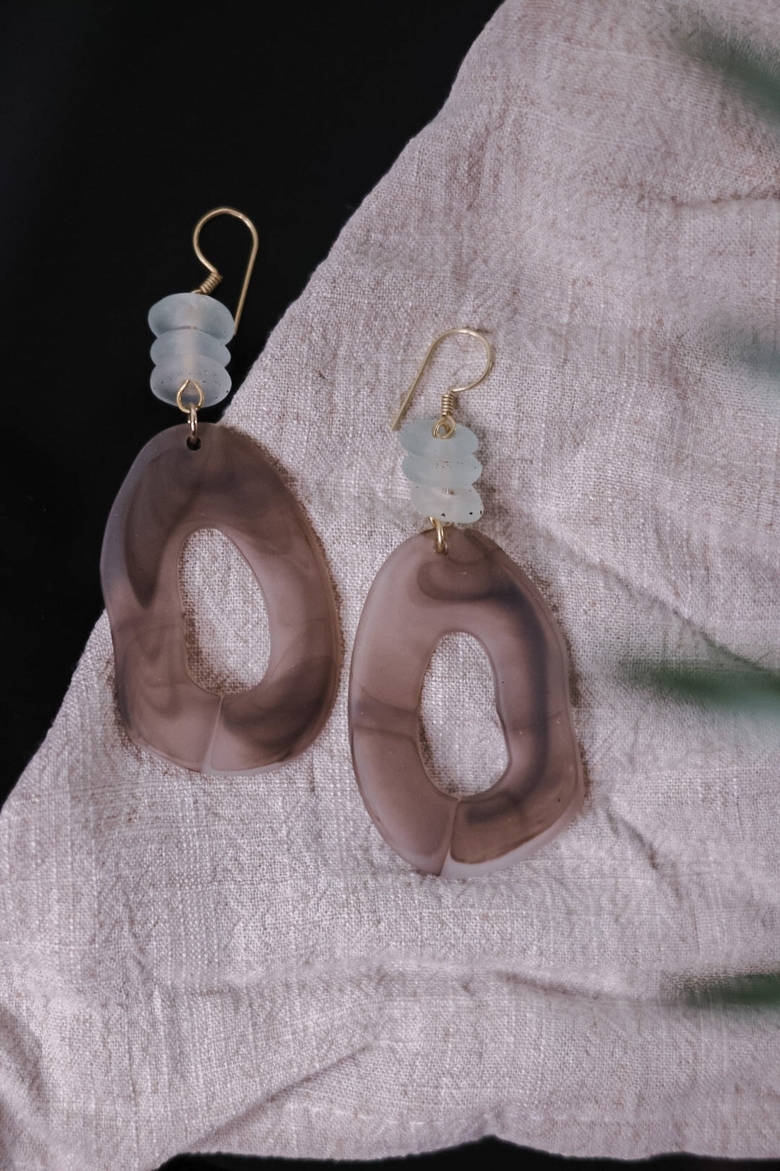 Taupe Oval Resin Earrings - Whiskey Skies - LESLIE CURTIS JEWLERY DESIGNS