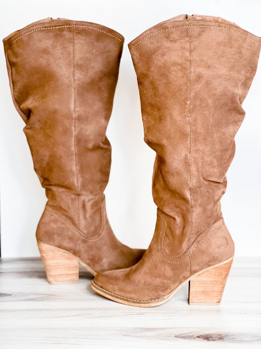 Taupe Penny Wide Calf Boot *Final Sale* - Whiskey Skies