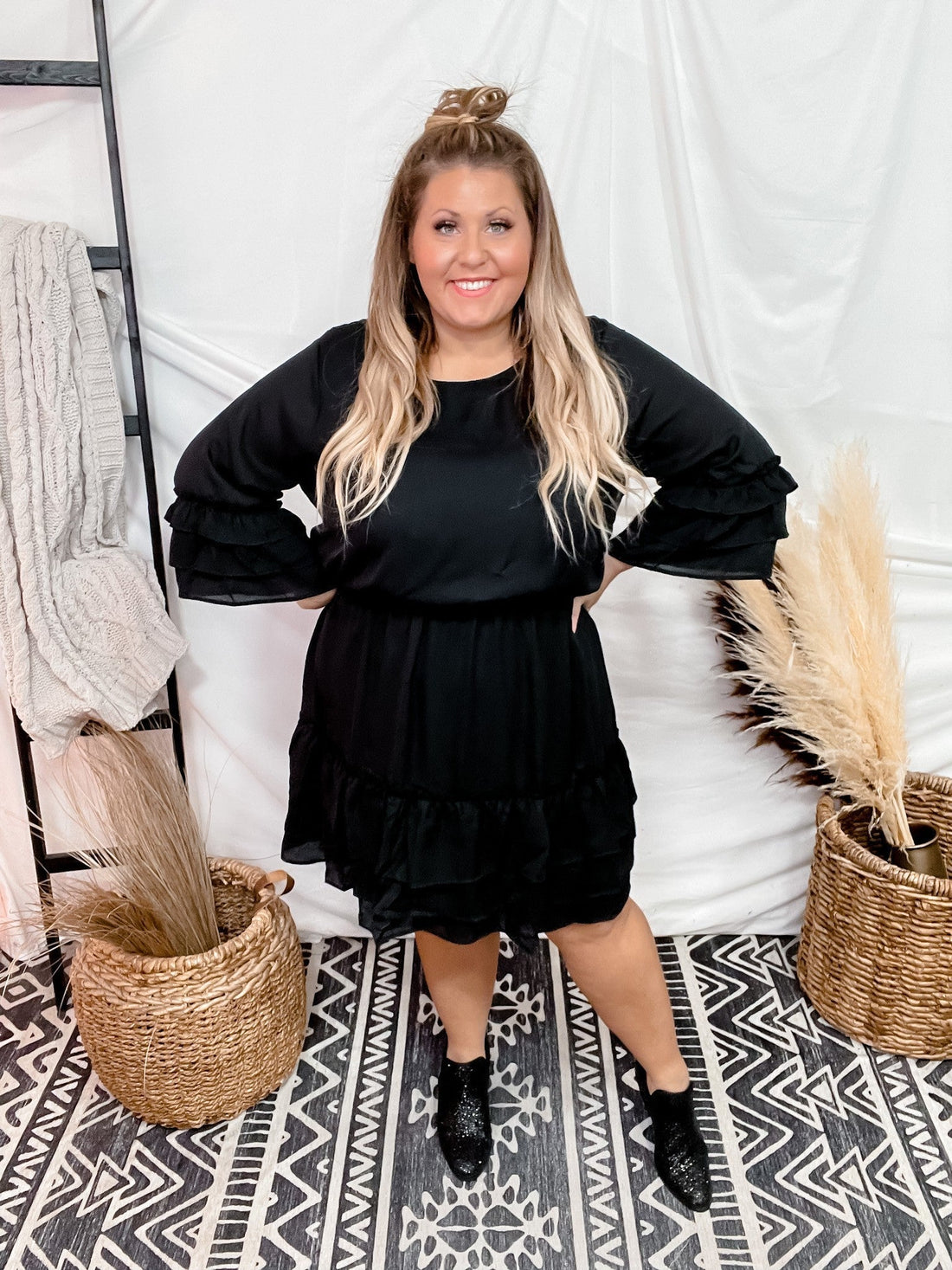 Tiered Dress W/ Fit And Flare Bodice - Whiskey Skies - ANDREE BY UNIT