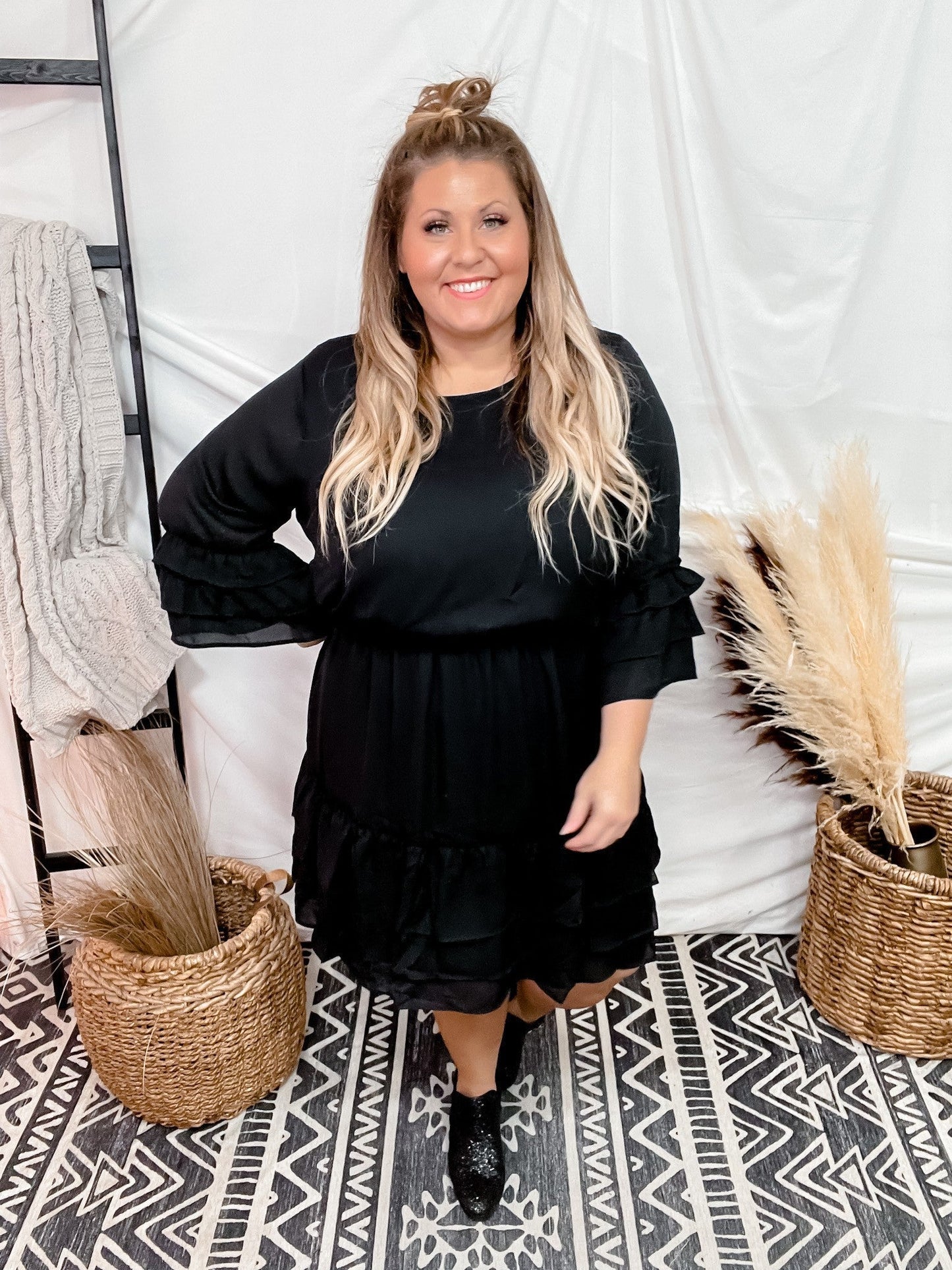 Tiered Dress W/ Fit And Flare Bodice - Whiskey Skies - ANDREE BY UNIT