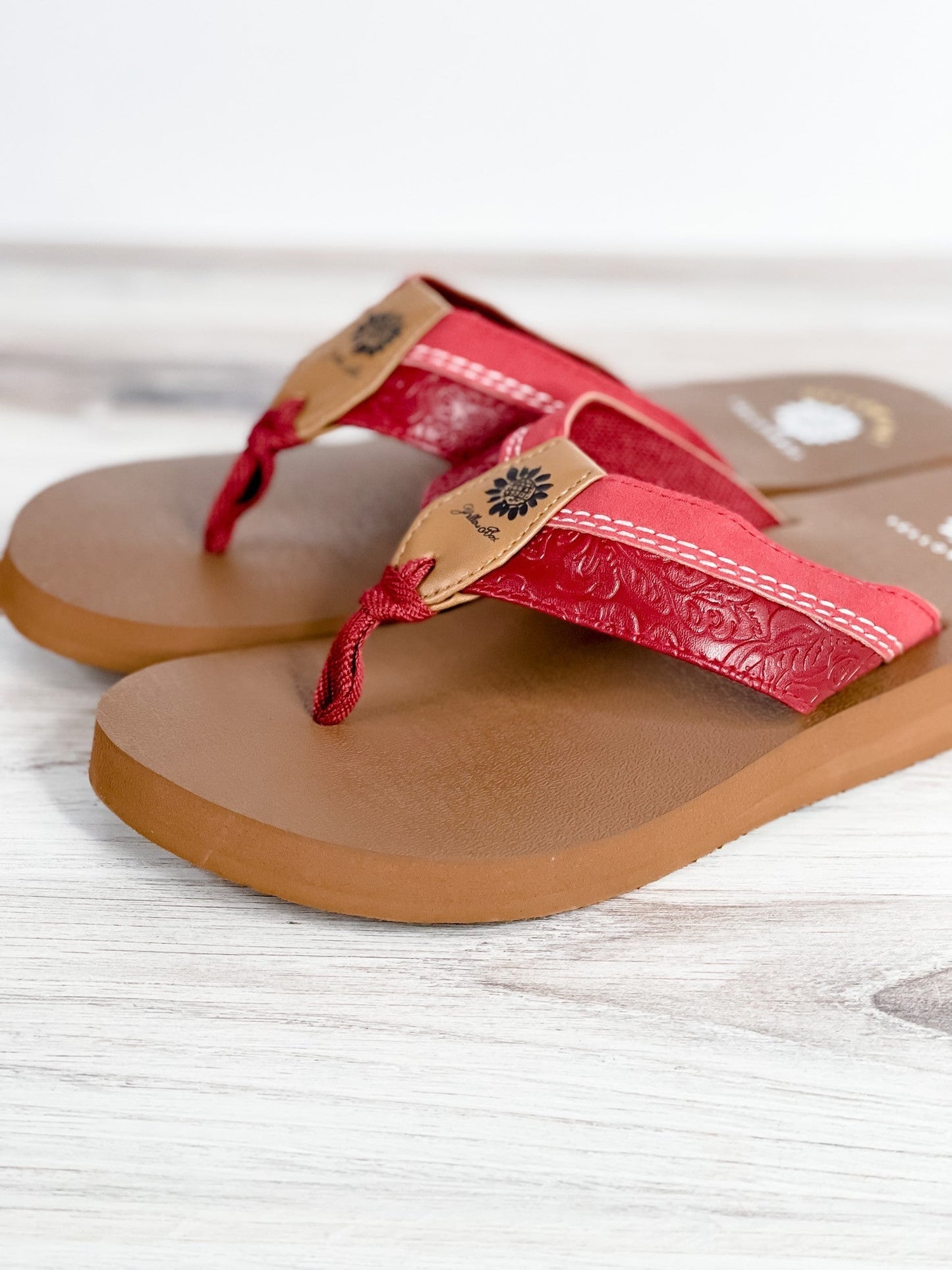 Tool Detailed Red Sandals - Whiskey Skies