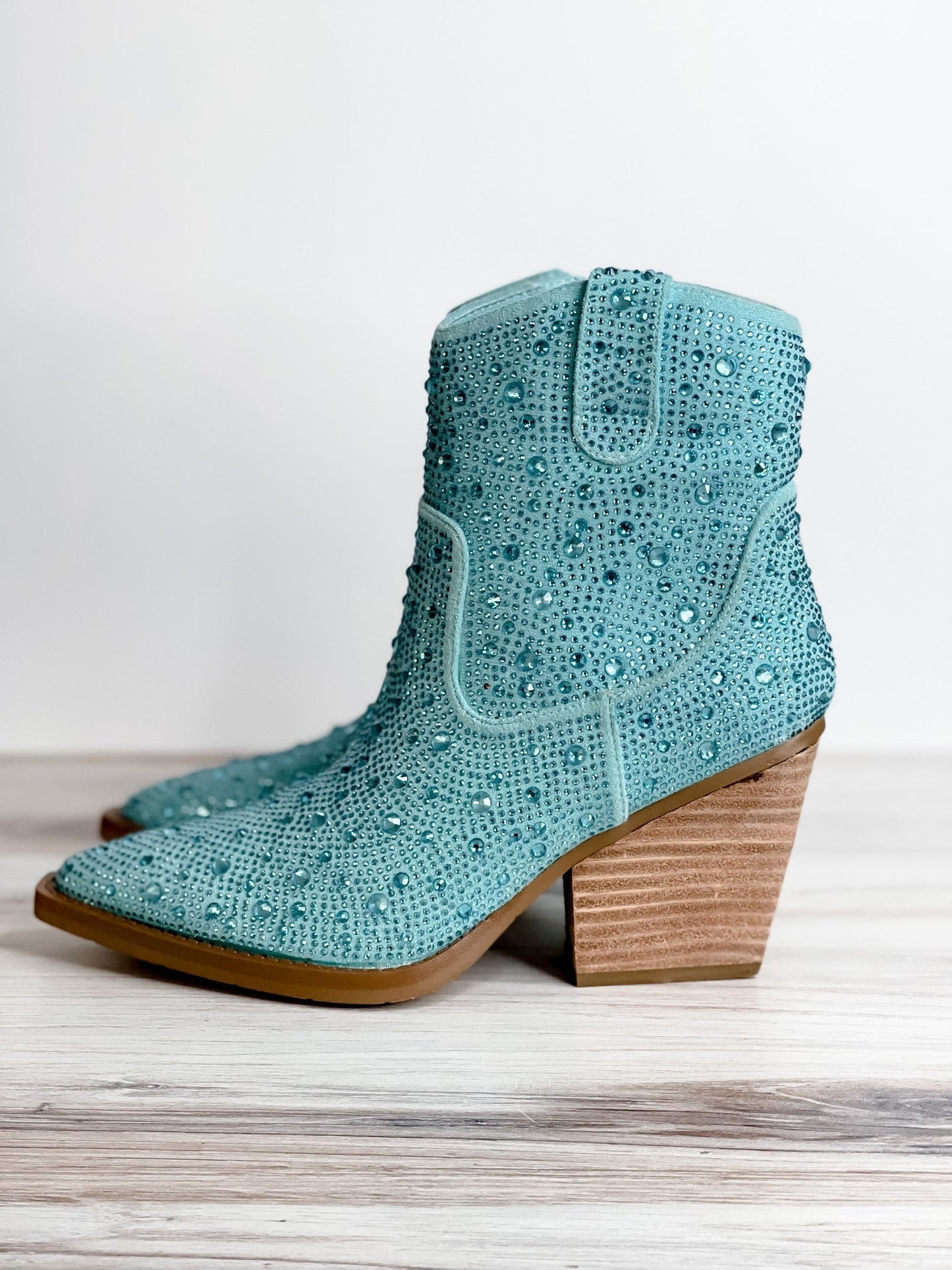 Turquoise Rhinestone Booties - Whiskey Skies