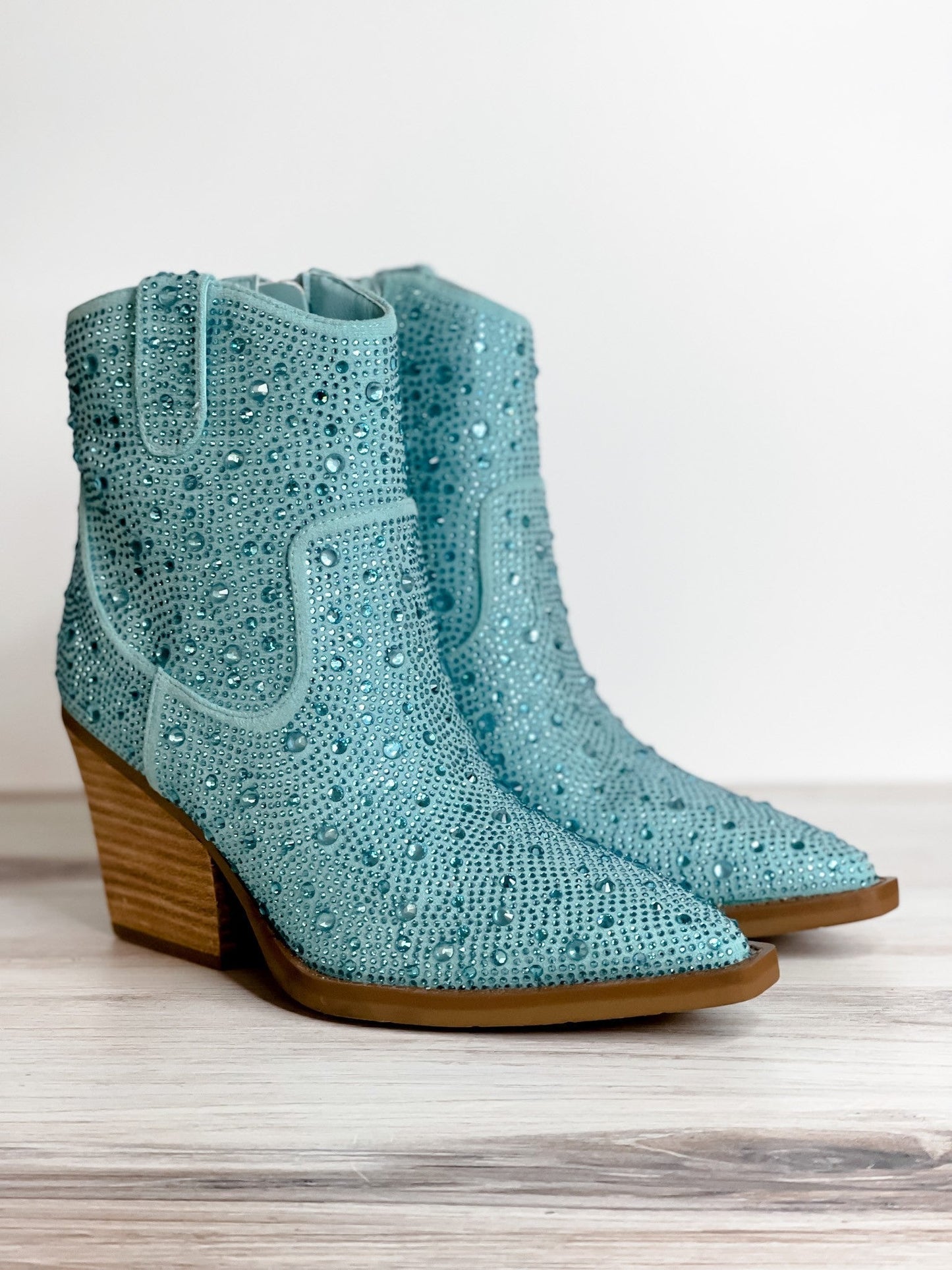Turquoise Rhinestone Booties - Whiskey Skies
